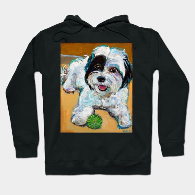 Colorful Shih Tzu With Toy by Robert Phelps Hoodie by RobertPhelpsArt